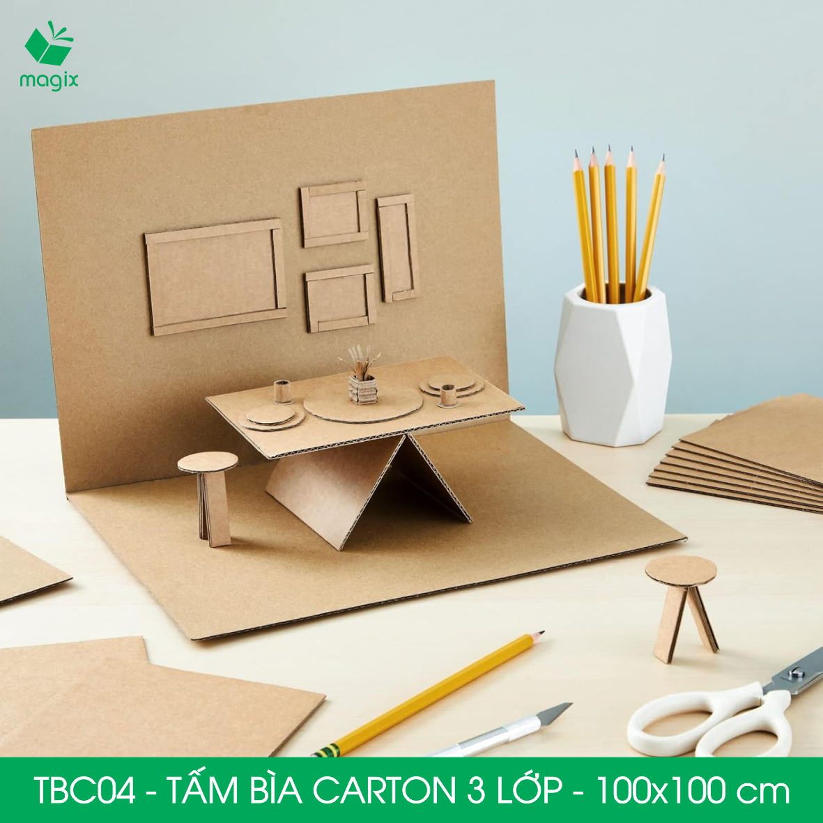 TBC04 - 100x100 cm - 3 tấm bìa carton 3 lớp nguyên tấm cứng cáp, bìa gói hàng, bìa mô hình