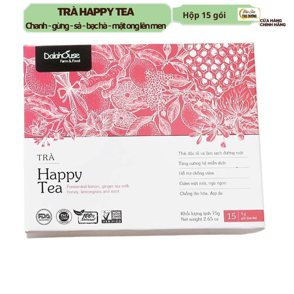 Combo 15 gói Trà thảo dược Lên Men Happy Tea - Cung cấp lợi khuẩn ổn định hệ vi sinh đường ruột, Giảm mệt mỏi, ngủ ngon