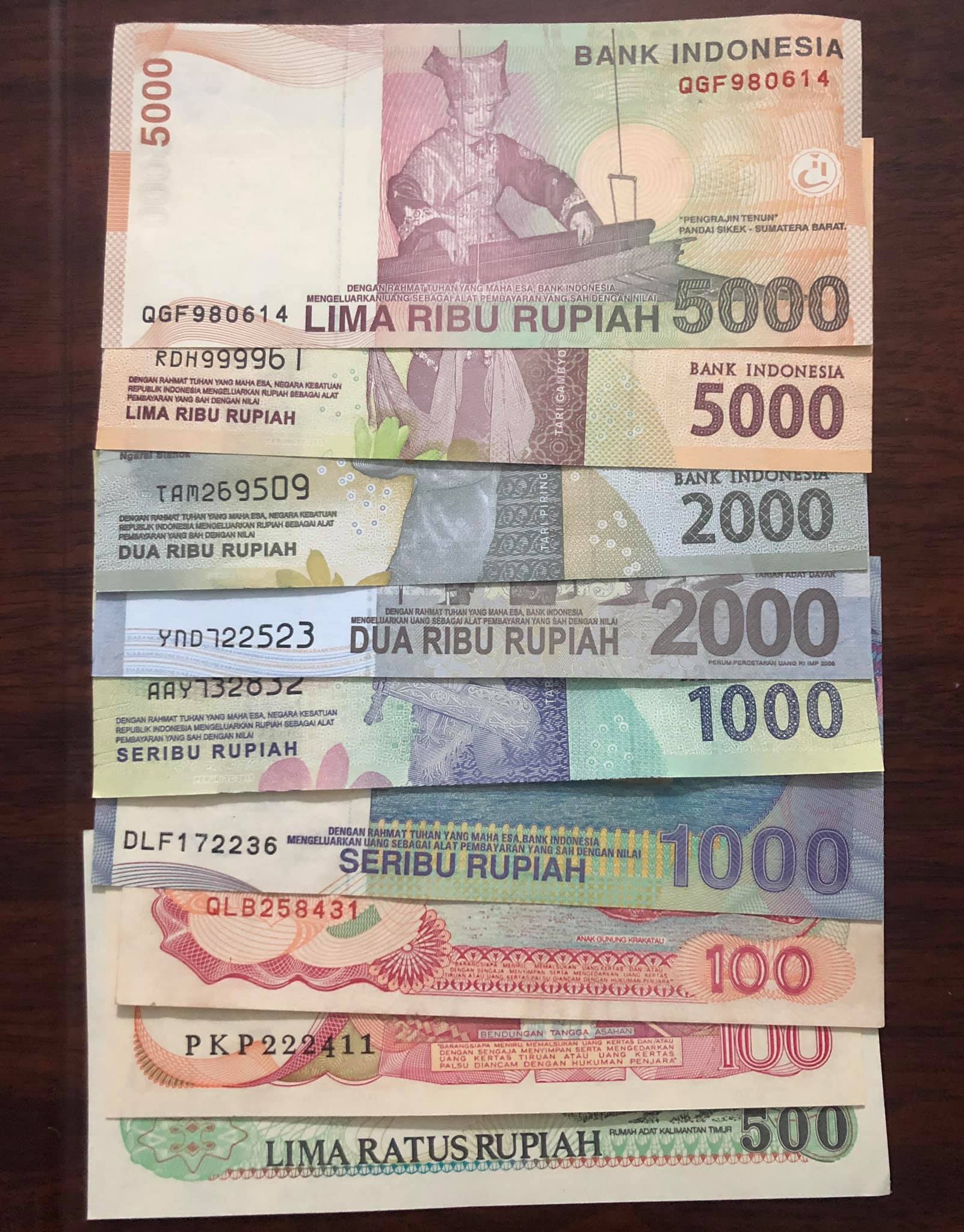 Combo bộ 9 tờ tiền cổ của Indonesia khác nhau