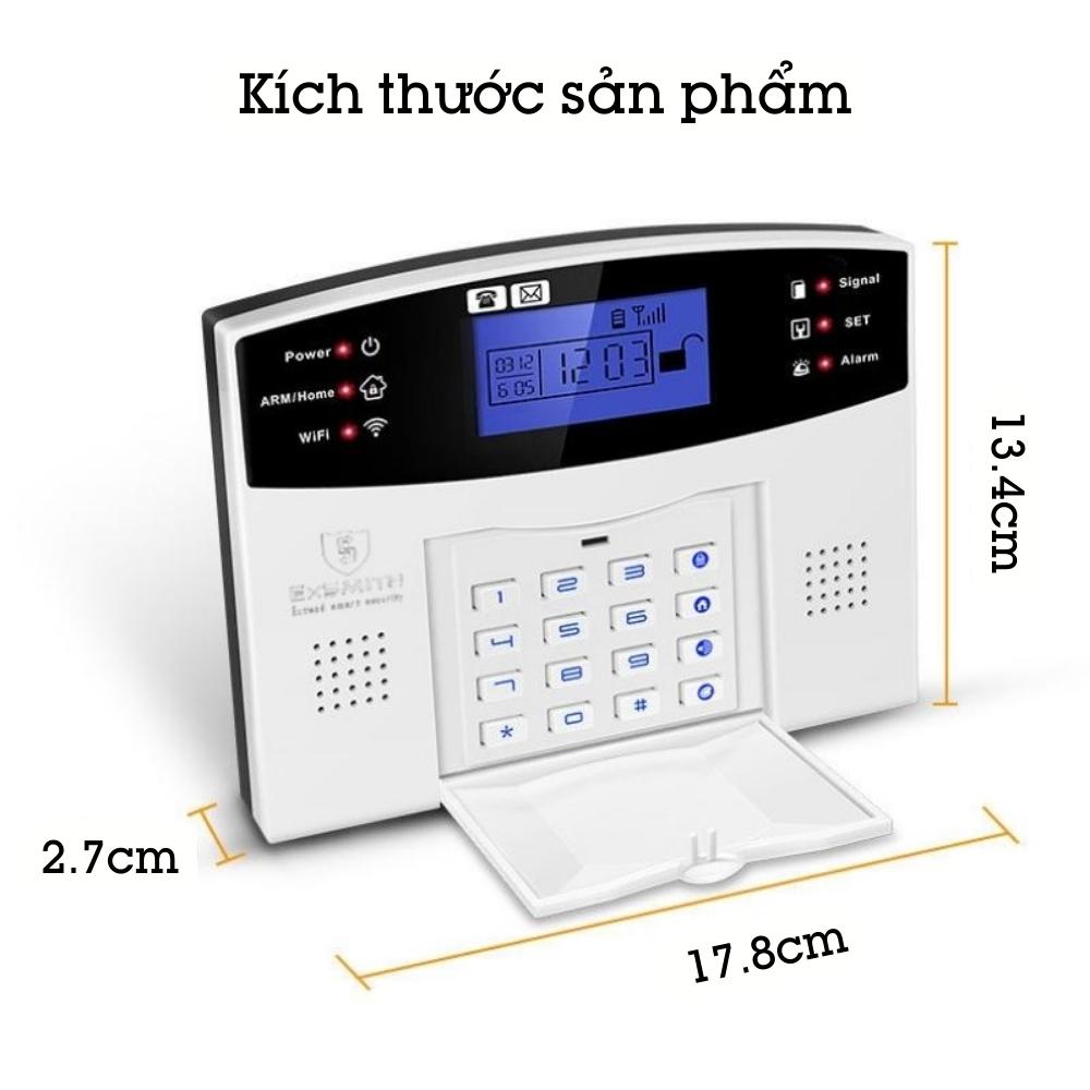 Bộ thiết bị báo trộm qua điện thoại trung tâm báo động chống trộm dùng sim + wifi Exsmith ES1719