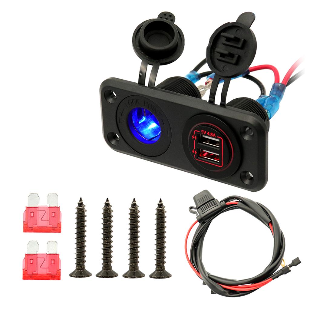 Car Marine Charger 12V/24V Waterproof Dual USB Fast Charger Socket Power Outlet