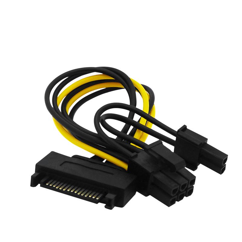 15 Pin SATA Male to 8 Pin Cáp cấp nguồn PCI-e 15Pin SATA to 8Pin PCI Express Adapter for Graphics Video Card 8 inch