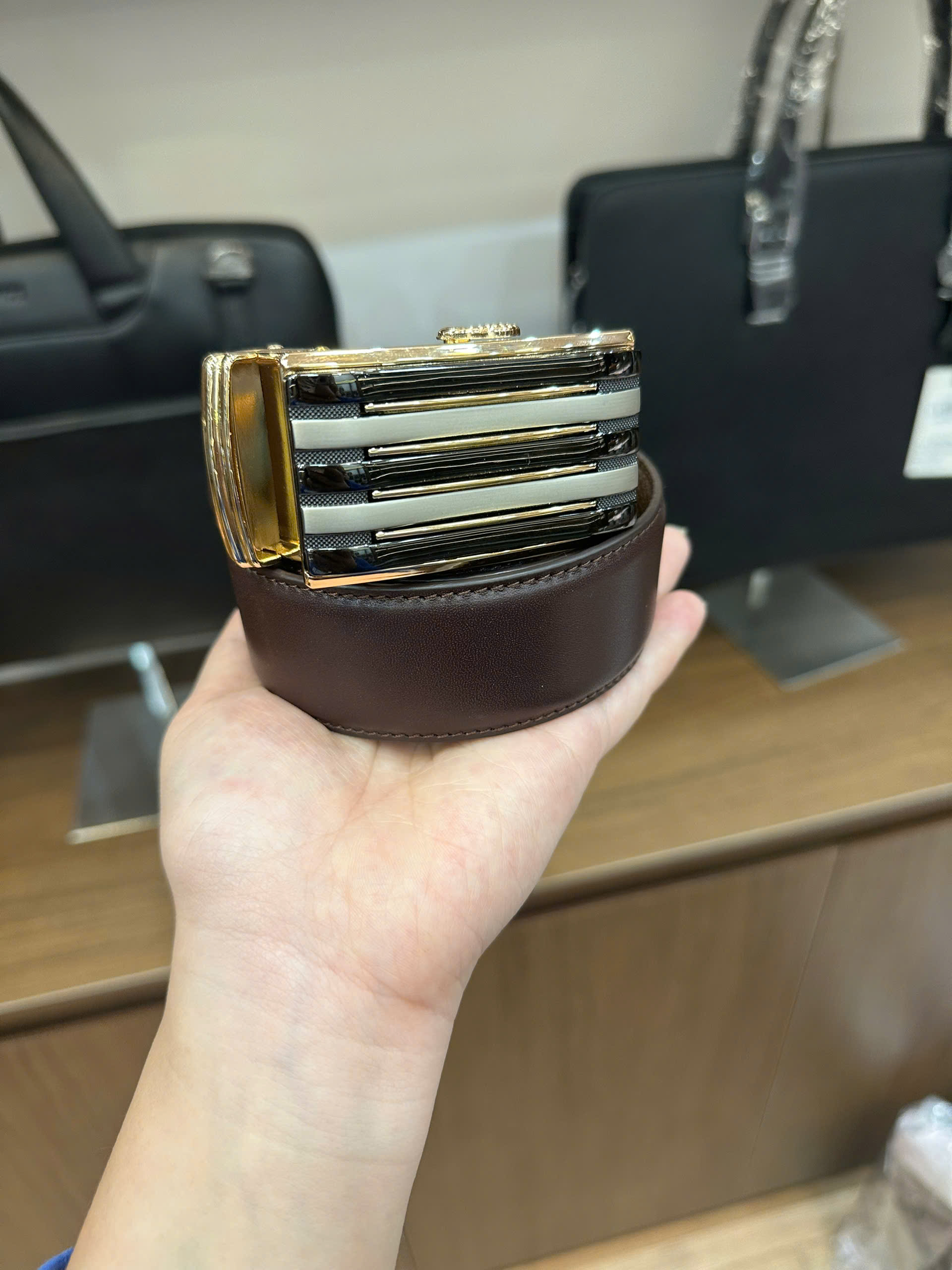 Thắt Lưng Da Nam Dây Lưng Chính Hãng GENCE LG53 Chất Liệu Da Bò Cao Cấp Màu Nâu