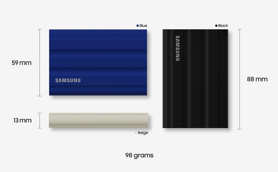 Ổ cứng di động SSD Samsung T7 Shield 1TB | 2TB USB Type C 3.2 Gen 2 kháng nước chống bụi - Hàng chính hãng