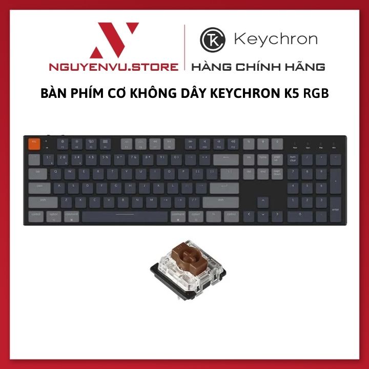 Bàn phím cơ Keychron K5 Ultra-Slim Aluminum RGB Gateron - Hàng Chính Hãng
