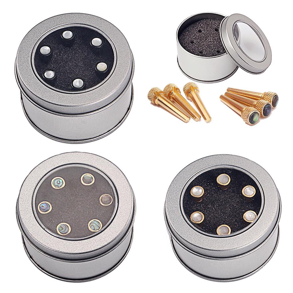 6pcs Brass Bridge Pins String Pegs for Acoustic Guitar in Tin box A