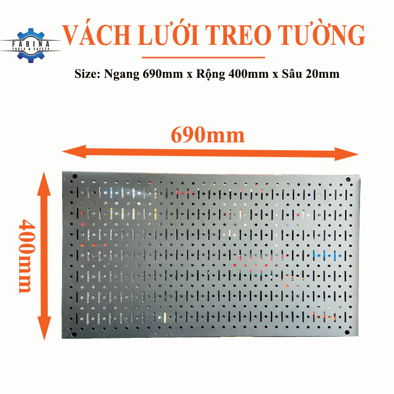 Tấm lưới Pegboard 69x40cm màu đen treo tường đa năng