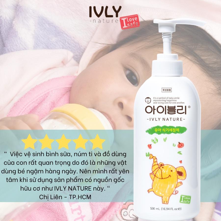 Nước rửa bình sữa và bát đĩa dạng gel IVLY NATURE chiết xuất hoàn toàn từ thiên nhiên nhập khẩu Hàn Quốc 500ml ivly002