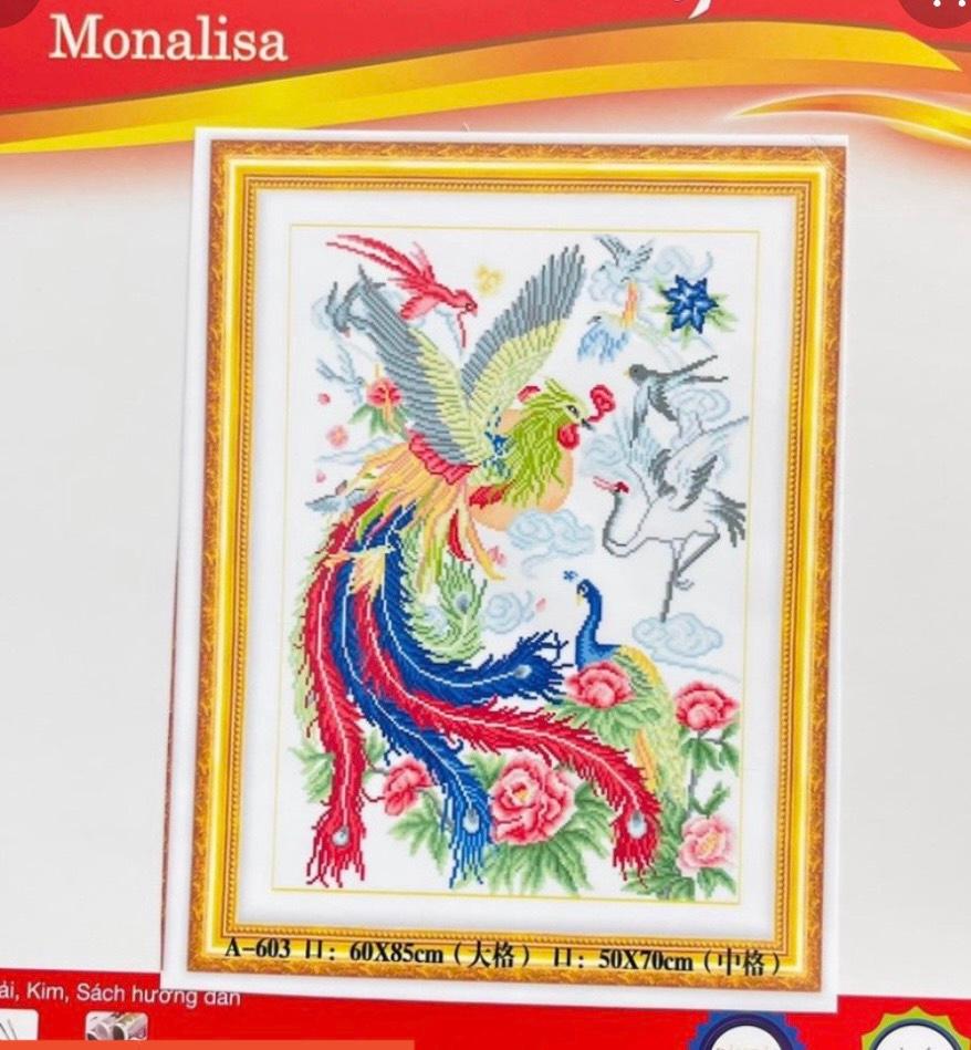 Tranh thêu chữ thập mẫu đơn phượng hoàng A603 - kích thước 50 * 70