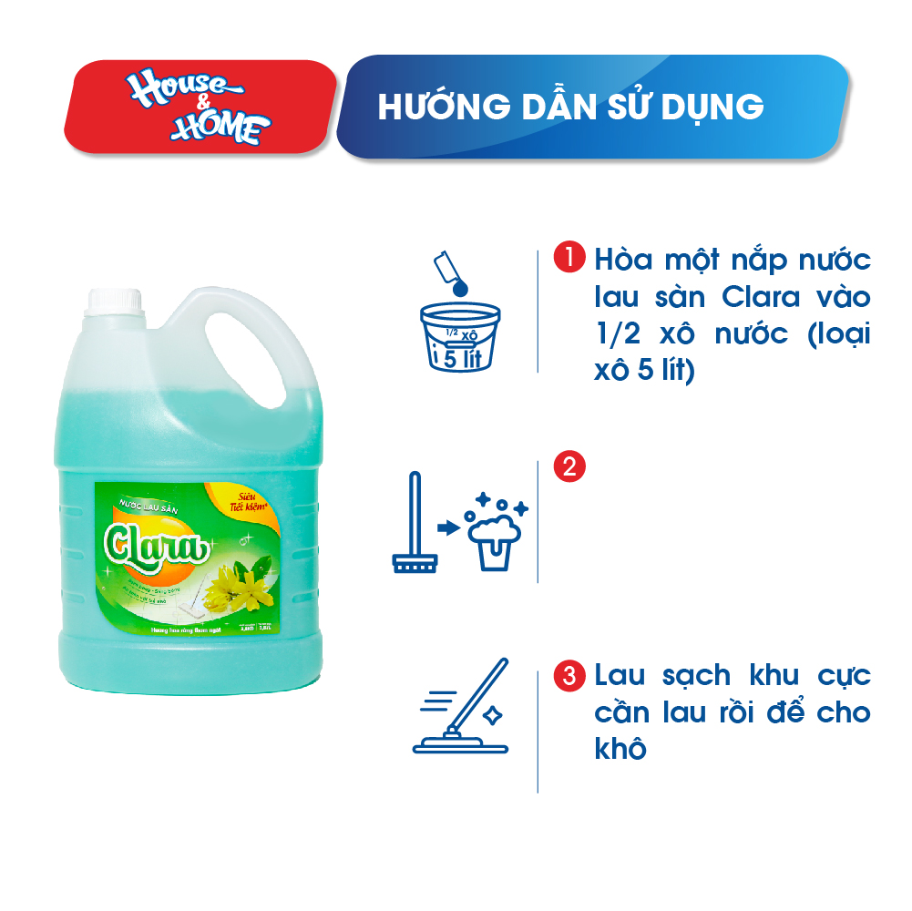 Nước lau sàn Clara hương hoa rừng thơm ngát can 3,8kg