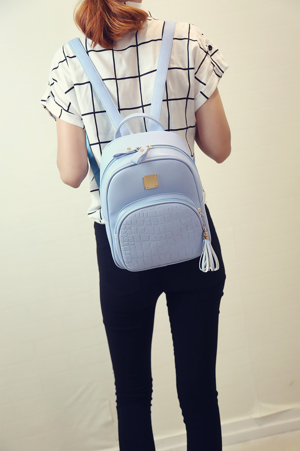 Balo Nữ Cao Cấp, Balo Hàn Quốc Họa Tiết Da Cá Sấu Cho Nữ Vải Nylon Chống Thấm, Ngăn Chứa Rộng Rãi