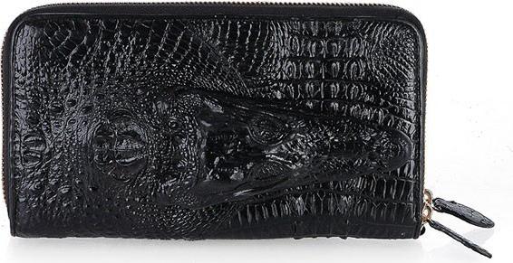 Ví nữ da cá sấu Huy Hoàng nhiều ngăn đầu cá sấu màu đen HT3725