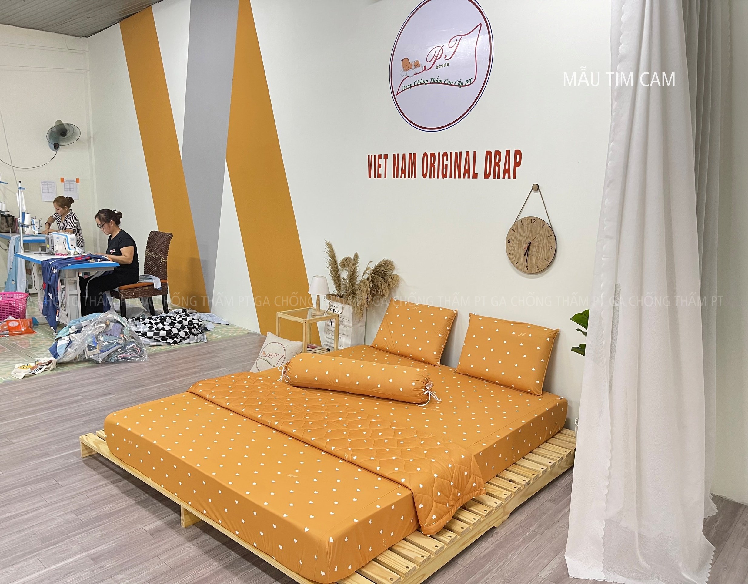 Ga Chống Thấm Cao Cấp PT Mẫu Họa Tiết Tim Cam