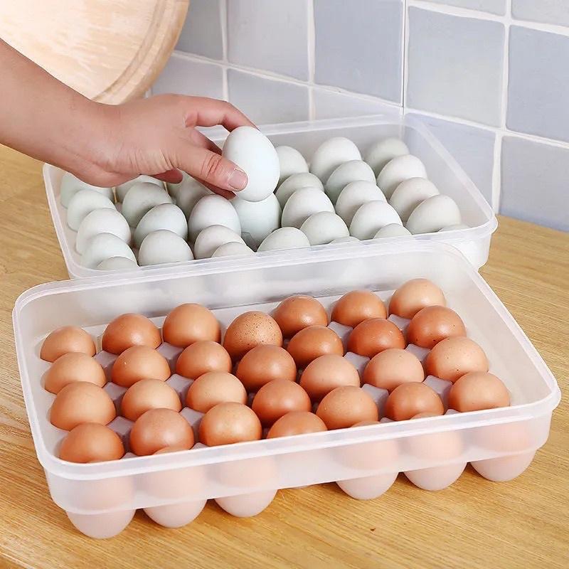 Hộp đựng trứng gà trứng vịt 24 ô để tủ lạnh tiết kiệm không gian - Khay đựng trứng có nắp đậy tiện lợi bảo quản trứng