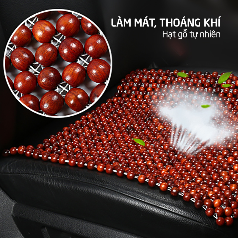 Tấm, miếng lót massage ghế xe ô tô,xe hơi, ghế văn phòng hạt gỗ tròn hương cao cấp 45x45 tạo cảm giác thoải mái khi ngồi chống mệt mỏi-DL01