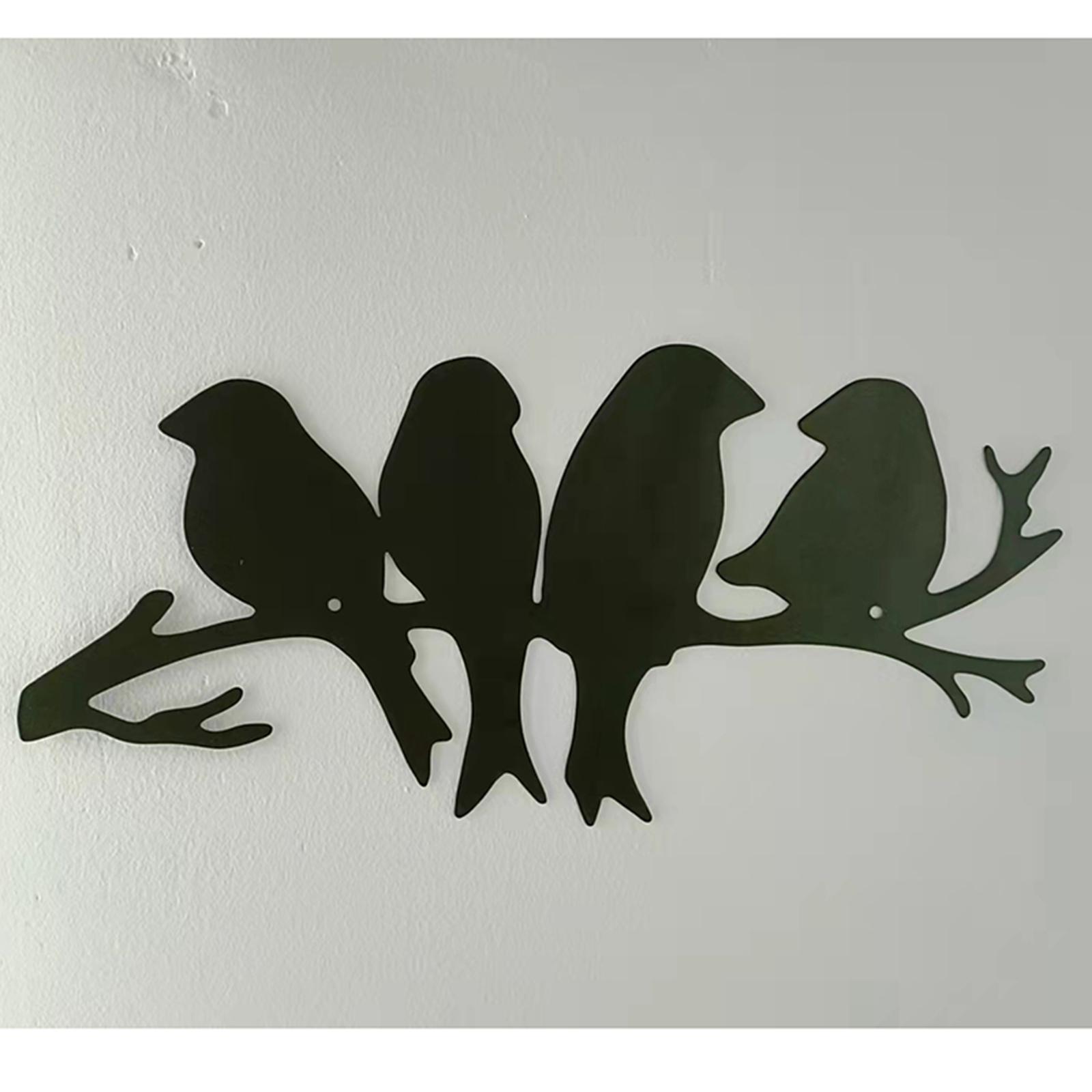 Birds on The Branch Metal Wall Art, Hanging Crafts Ornaments Bird Sculpture Animal Figurine for Festivals Wedding Birthday Dining Room
