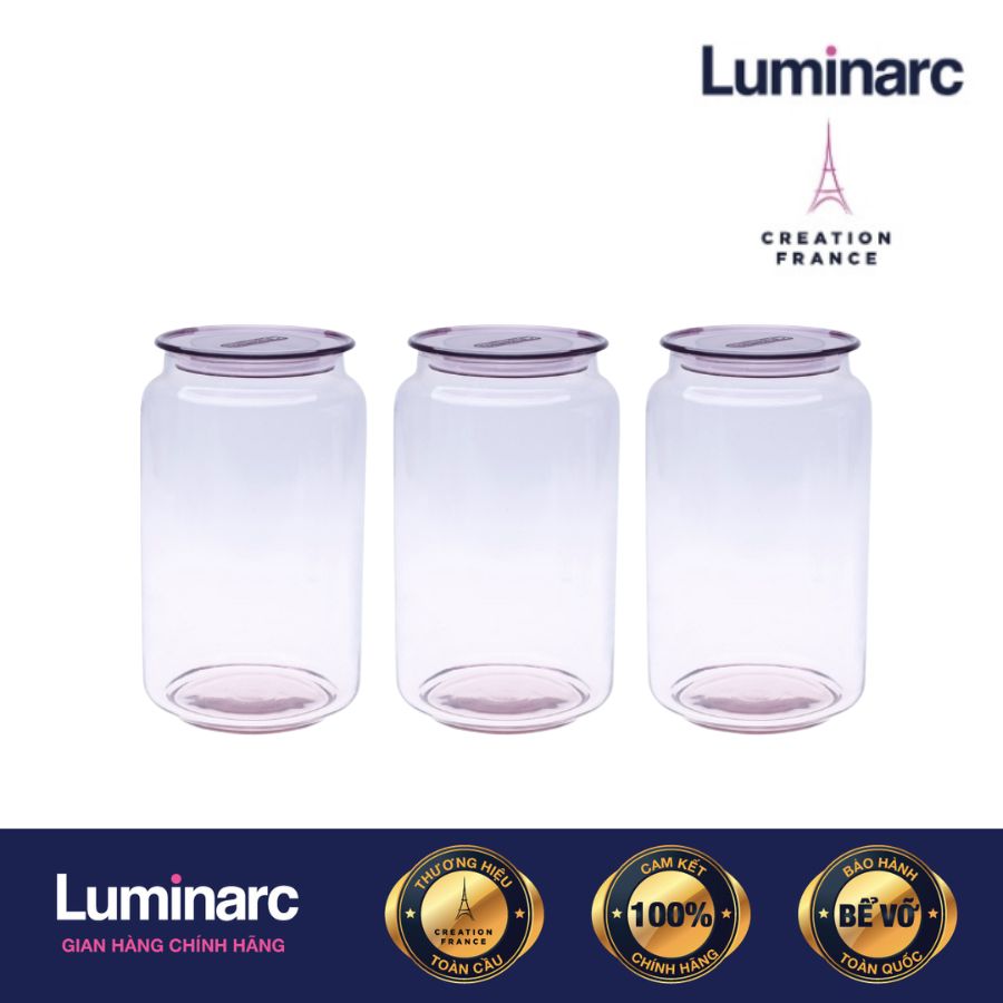 Combo 3 Hũ Thuỷ Tinh Luminarc Rondo Pink 1L - LUHUL0365