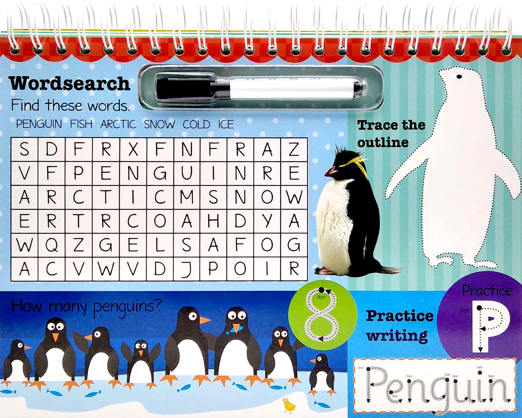 Wipe Clean Easel Book With Pen - Animals