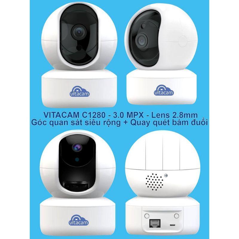 Camera IP Wifi Vitacam C1280 (New 2021) 2.0Mp Ultra HD, Quan Sát Ban Đêm Xoay 360 Độ - Hàng chính hãng