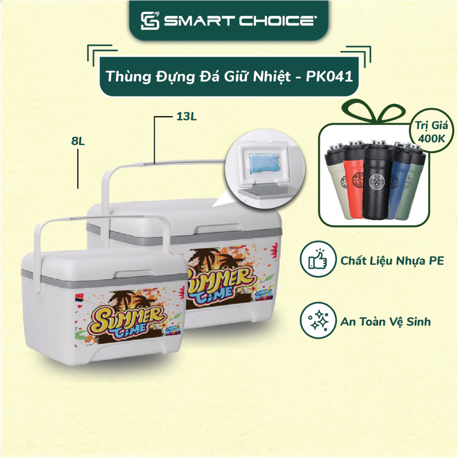 Thùng Giữ Nhiệt Đa Năng SMARTCHOICE Kèm Hộp Đá Gel Giữ Lạnh, Thùng Đựng Đá 8L, 13L Cao Cấp SCG-PK050-8L