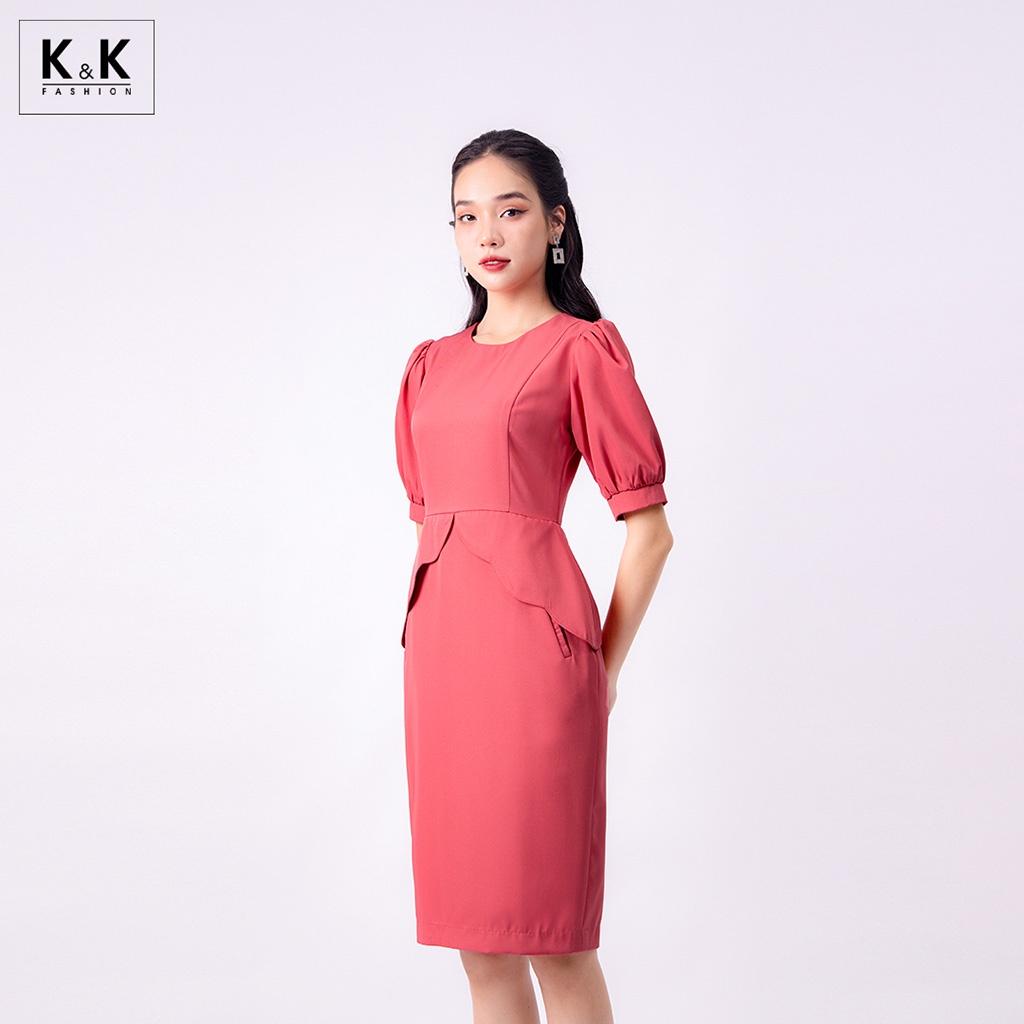 Đầm Peplum Công Sở Dáng Ôm Tay Lỡ K&amp;K Fashion KK120-13 Chất Liệu Cotton Lạnh