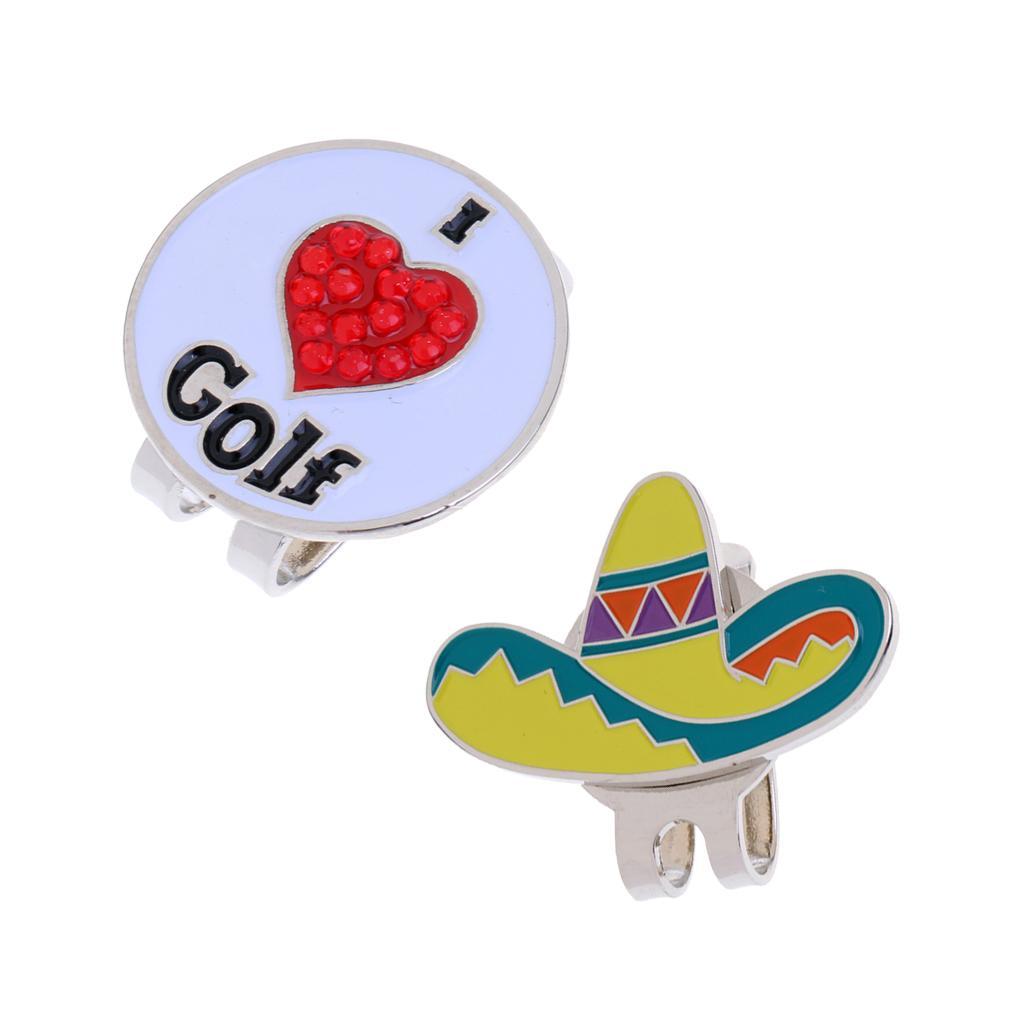 2 Pieces Alloy Golf Ball Marker Hat Clip Durable Multi Color