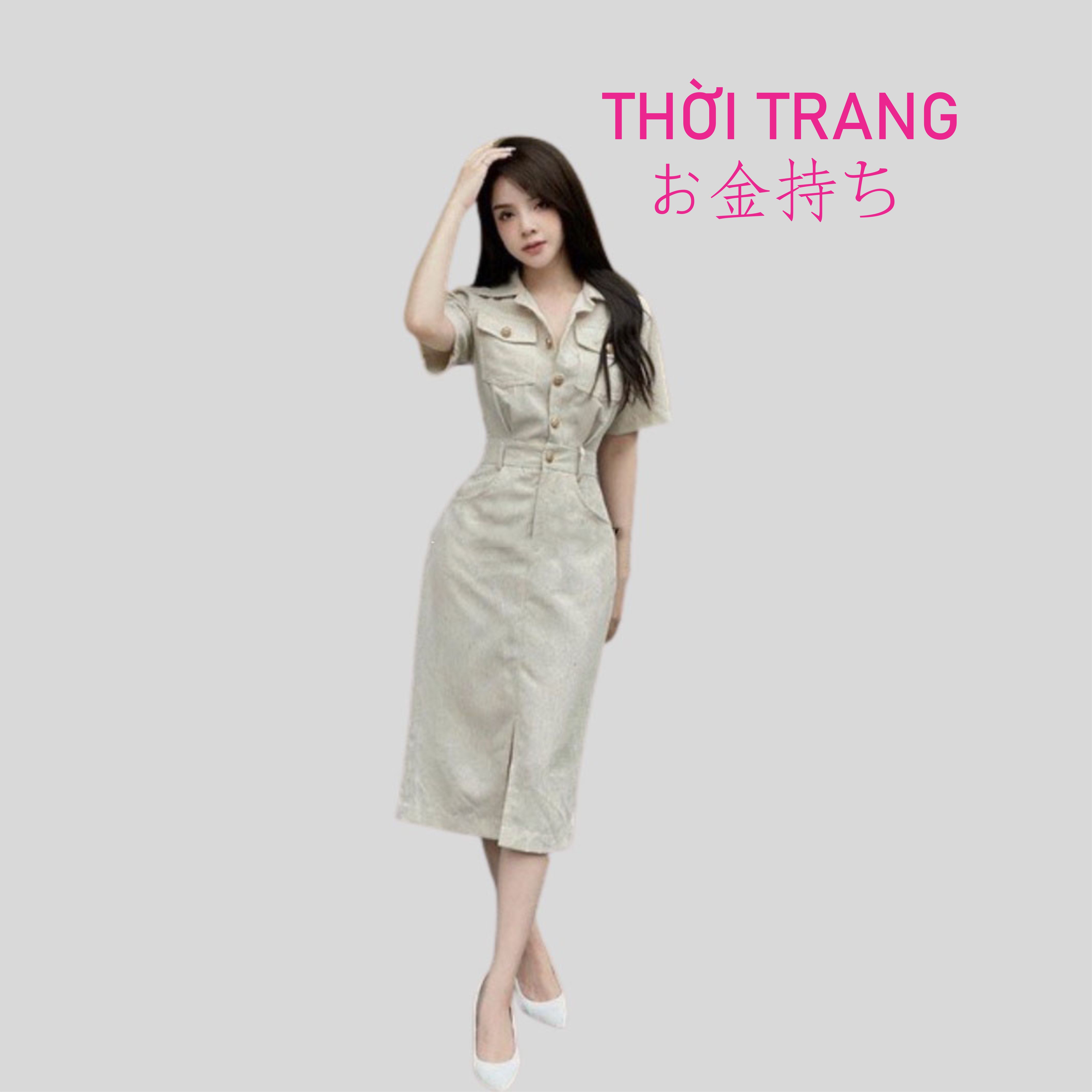 Váy nữ chất tăm lỳ có chun sau giúp vòng 2 thon gọn thời trang おかねもち Váy tăm lỳ 552