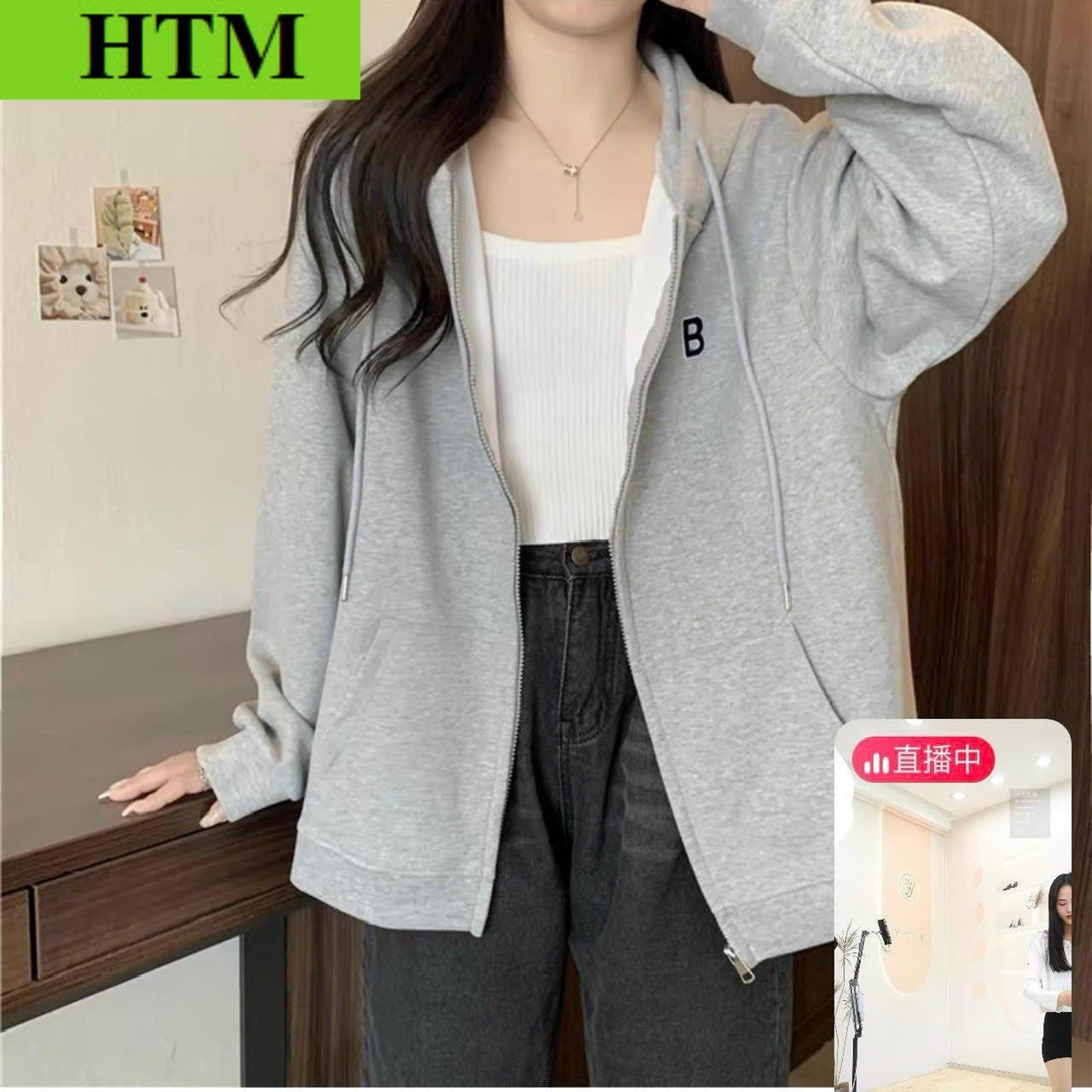 [FREESHIP] Áo Khoác Cardigan Nữ Với Chất Áo Form Rộng Và Dày Dặn Có In Chữ B Bao Sắc Nét Có Mũ Trùm Đầu Áo Đẹp Hàng Hot Trend HTM FASHION - xám