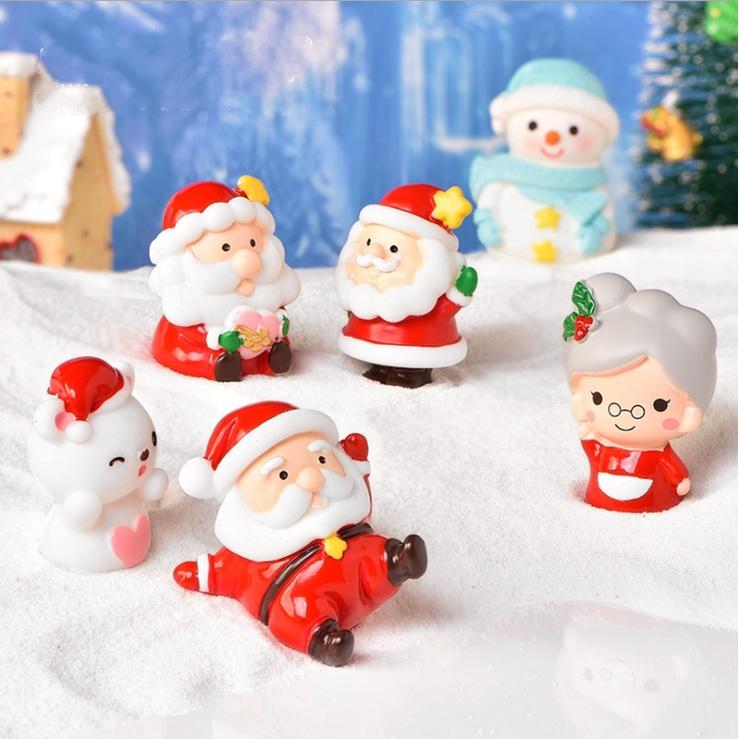 Mẫu mô hình người tuyết, ông già Noel, bà già Santa trang trí tiểu cảnh, móc khóa, DIY