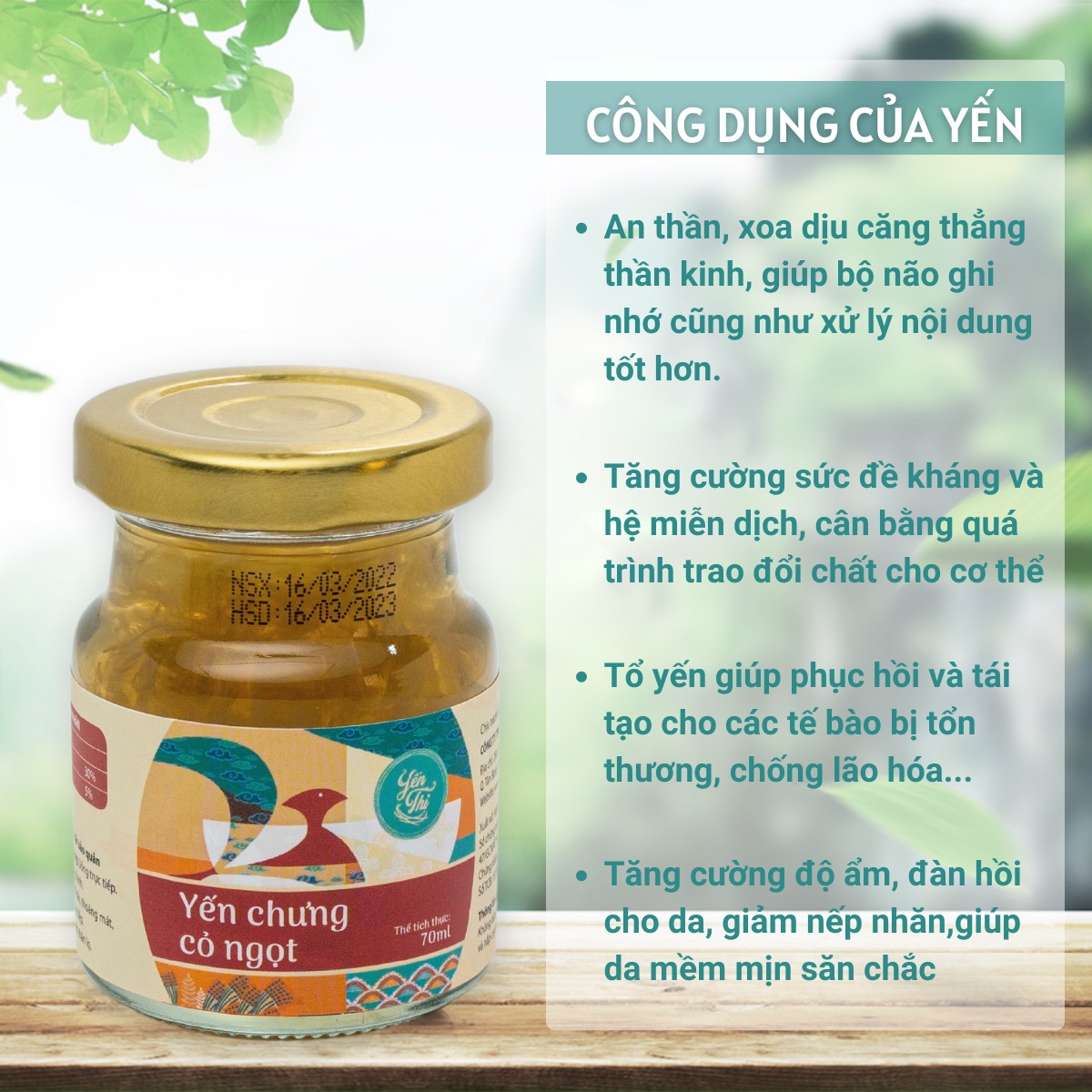 Yến Thị-Bán Lẻ- Chưng sẵn 70ml- 30% Yến