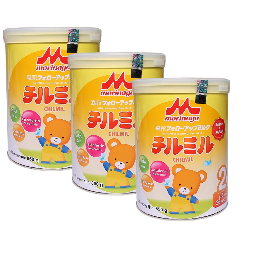 3 Hộp Sữa Bột Morinaga Chilmil Số 2 (850g) Dành cho trẻ từ 6 -36 tháng tuổi
