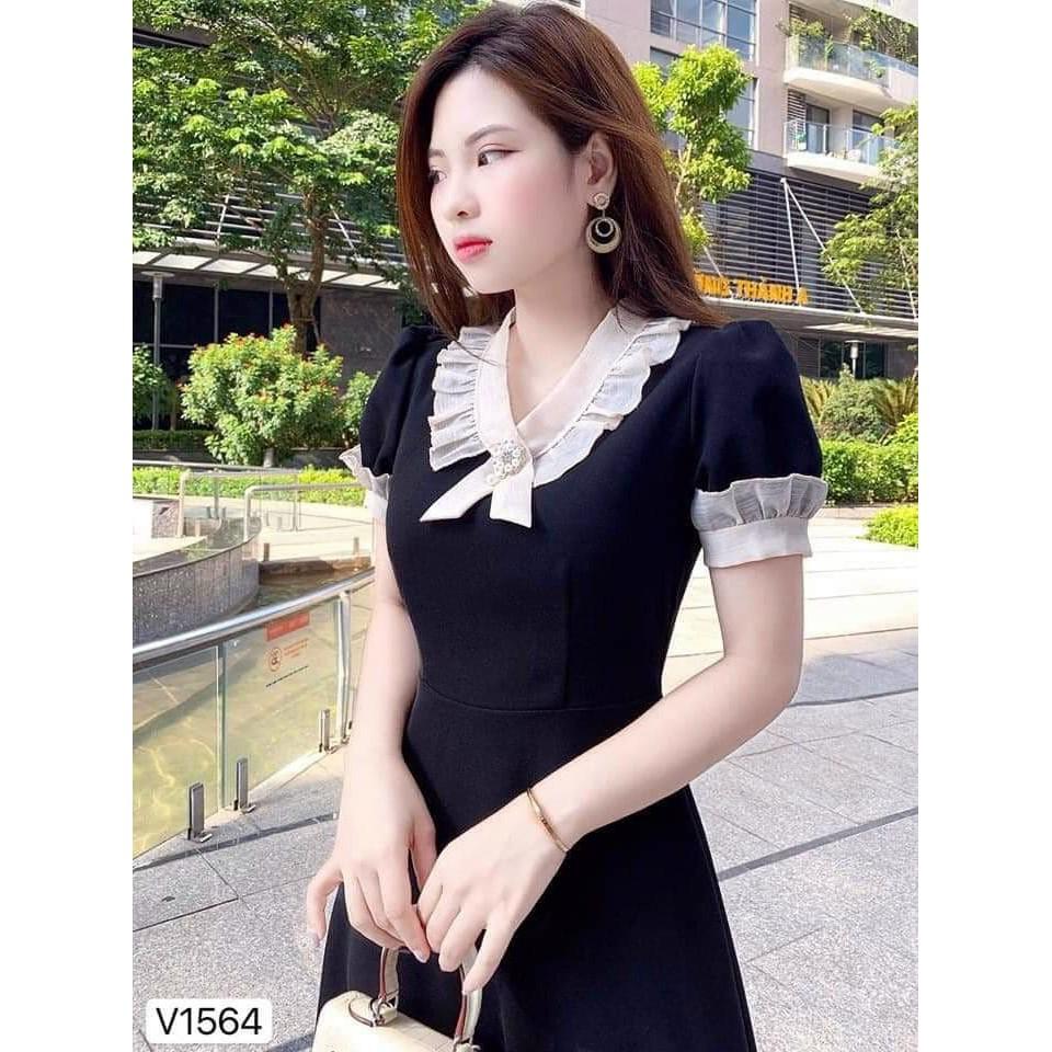 Đầm Dáng Xòe Cổ Kiểu Thiết Kế Tiểu Thư Sang Trọng Tinh Tế Thời Trang Thích Hợp Du Lịch Dự Tiệc Sự Kiện