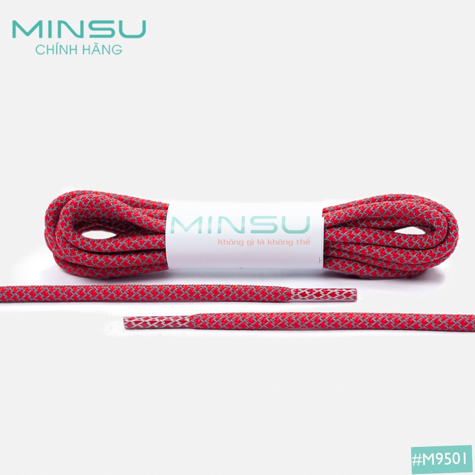 Dây Giày Phản Quang Tròn Chính Hãng MINSU Cao Cấp M9501, Dây Giày Thể Thao Sneaker Shoelaces Bản Tròn Nam Nữ yz350 110cm – Đỏ