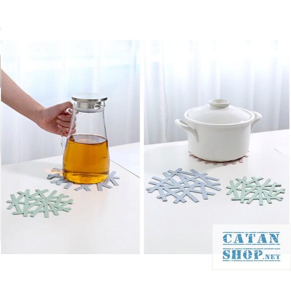 Tấm lót nồi, miếng lót nồi chống nóng, đồ lót nồi cơm vòng tròn hình tuyết xinh xắn GD180-LNTuyetLL-5