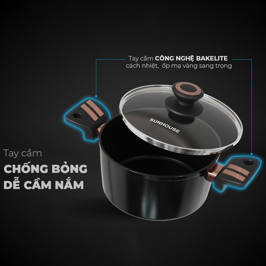 Bộ nồi cao cấp chống dính Ultra Titanium SUNHOUSE ST2210B