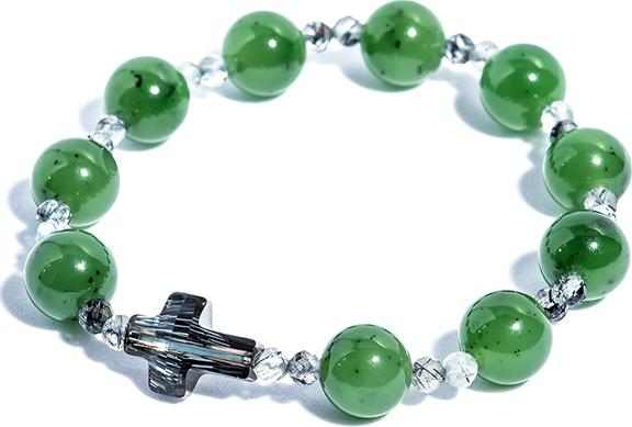 Vòng chuỗi mân côi ngọc bích mix thạch anh tóc đen NEP02 - Vietgemstones
