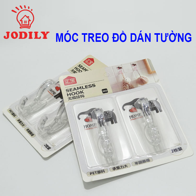 Vỉ 2 Móc Dán Tường Jodily Chịu Lực Cao Cấp - Treo Đồ Đa Năng Tiện Dụng