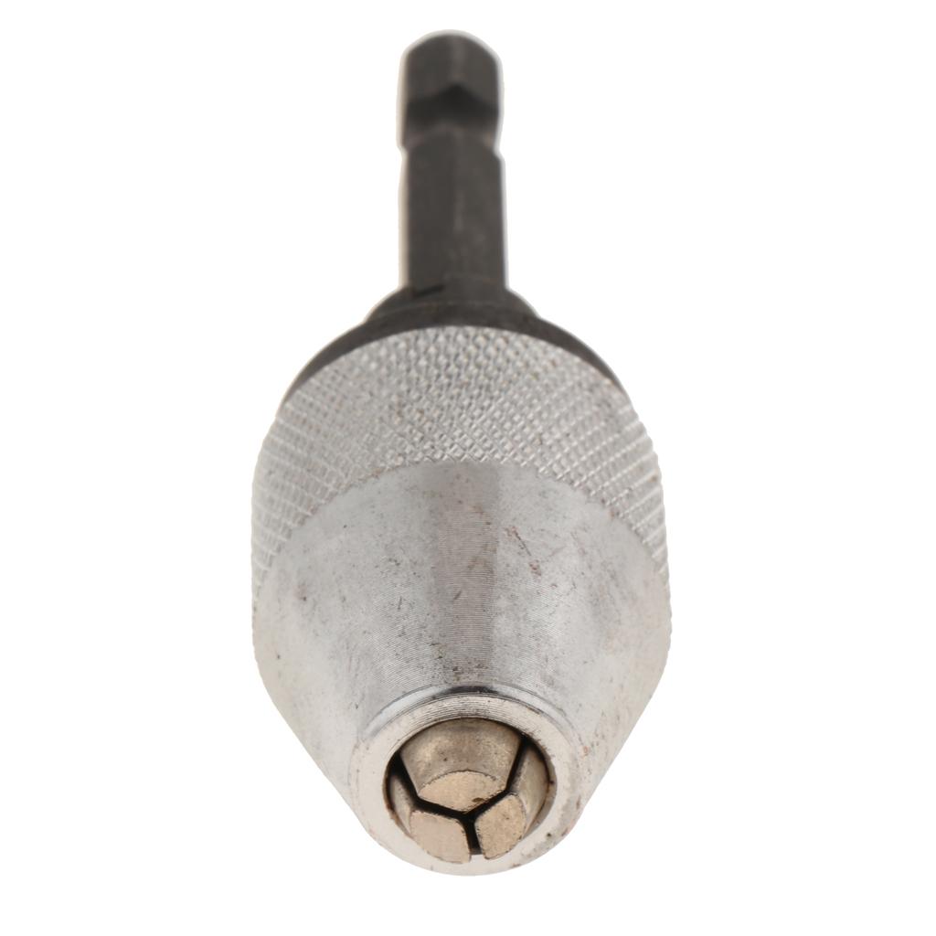 Keyless Hex Shank Drill Chuck Adapter Conversion Tool 0.3-6.5mm Silver