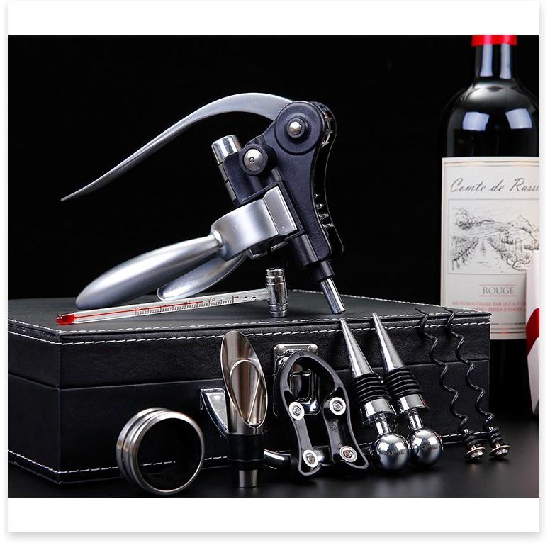 Hộp dụng cụ khui champagne chuyên nghiệp - Black Leather Box