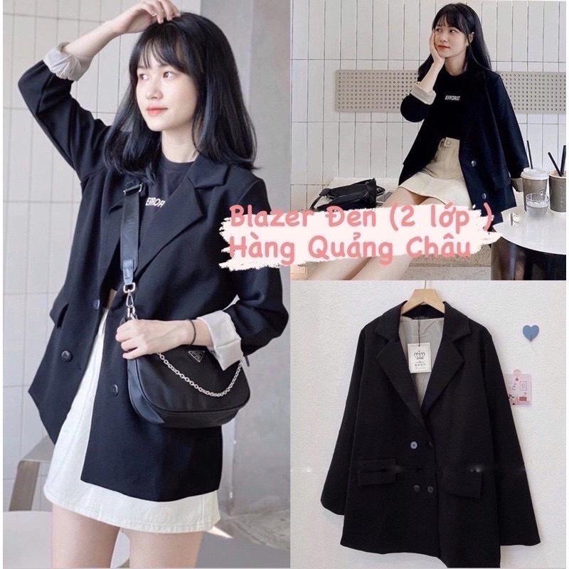 Áo blazer dài tay tông xanh lá đậm pháp lạ mắt form áo siêu to Áo blazer Dày dặn dáng rộng
