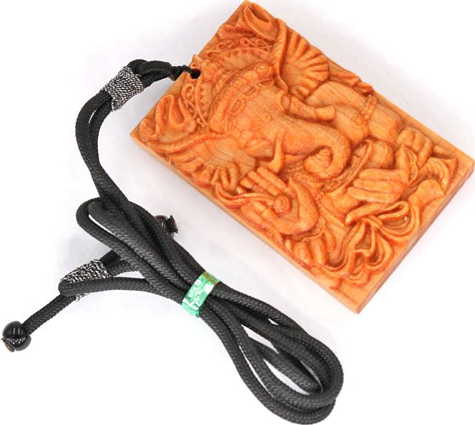 Vòng cổ mặt gỗ ngọc am khắc thần Ganesha MG97