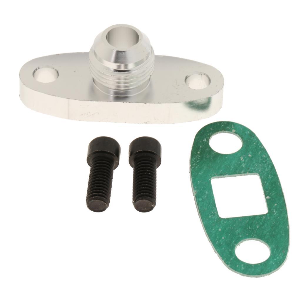 TF008 Turbo Oil Feed Inlet Flange + Gasket Adapter Kit 10AN Fitting T3 T4 Center Hole Threaded