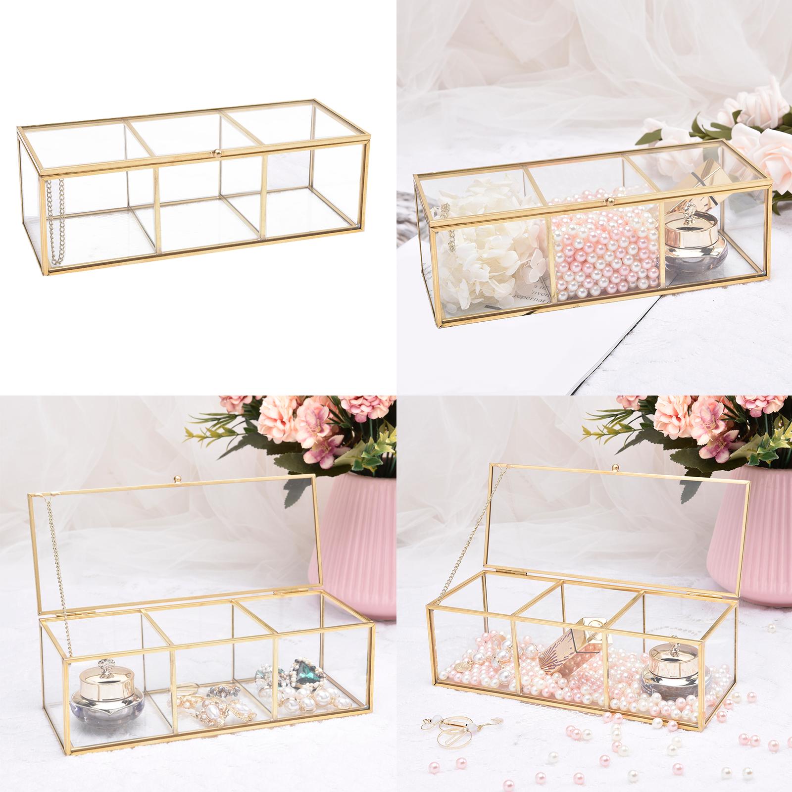 Storage Makeup Box Cosmetic Organizer Holder Clear Glass Jewelry Holder Case