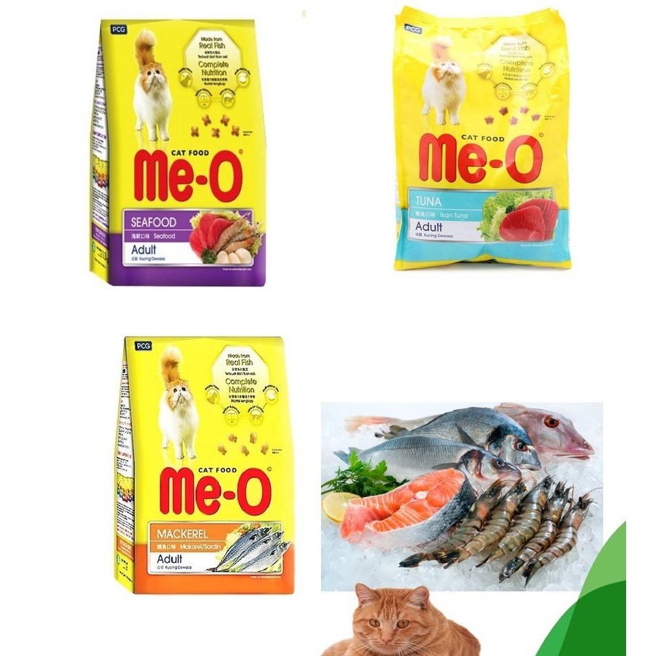 Thức ăn hạt khô cho mèo trưởng thành Me-O vị cá ngừ, hải sản gói 350g - 1,2kg