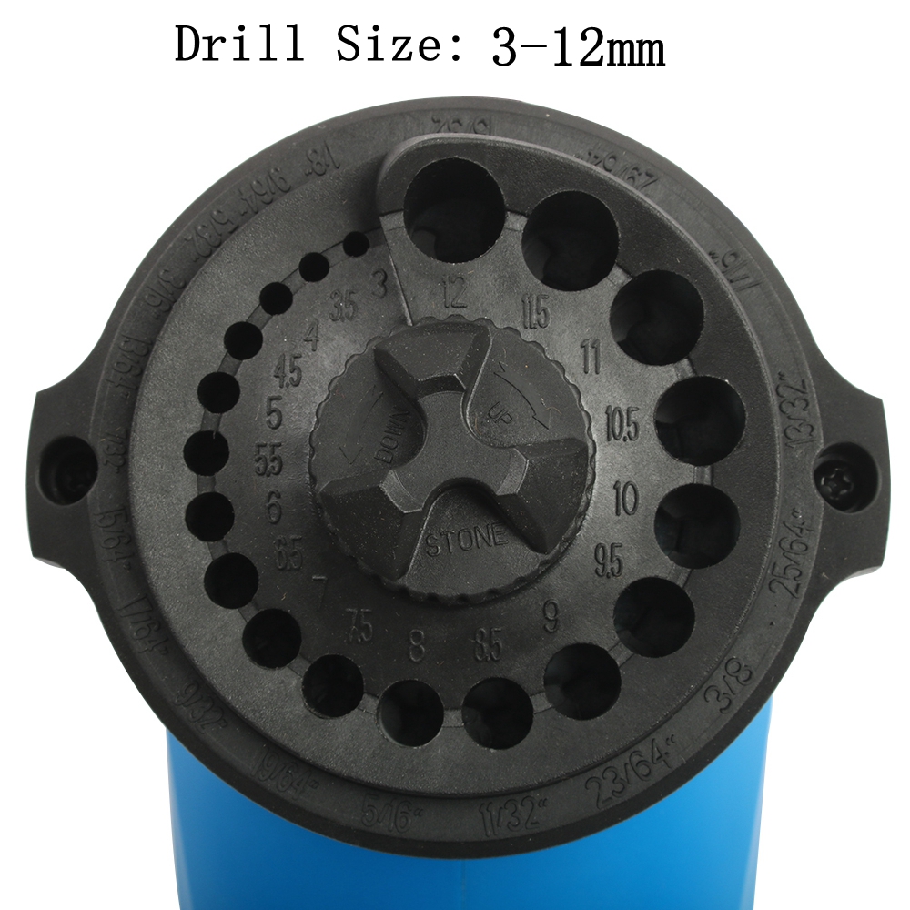 Máy mài xoắn điện áp 220V sử dụng phích cắm 2 chân, dùng được mũi khoan từ 3mm-12mm thiết kế thông hơi ba chiều với 19 lỗ