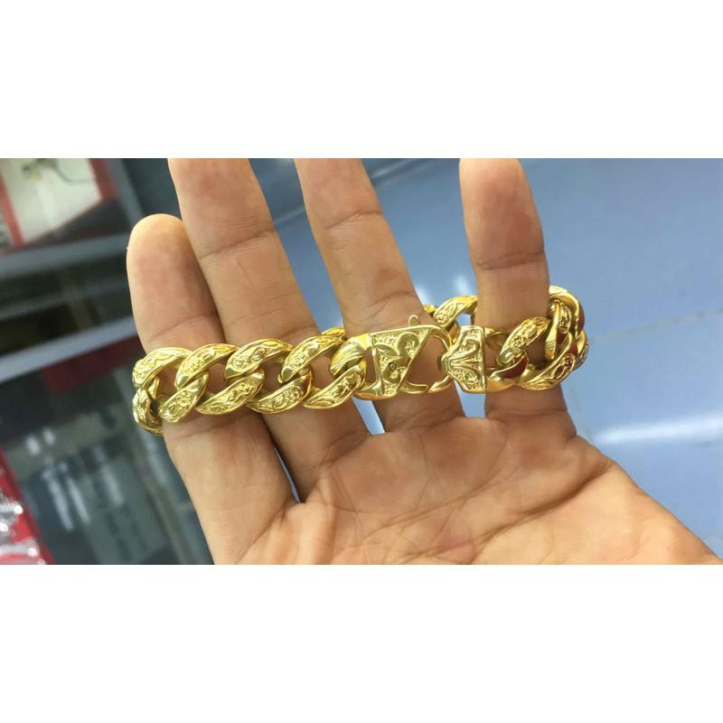 Lắc Tay Nam Đúc Khảm Đẹp- Hàng Titanium Nano
