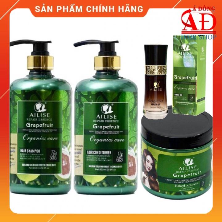 Bộ dầu gội xả hấp Ailise Grapefruit siêu mượt phục hồi kích thích mọc tóc - Bưởi lùn