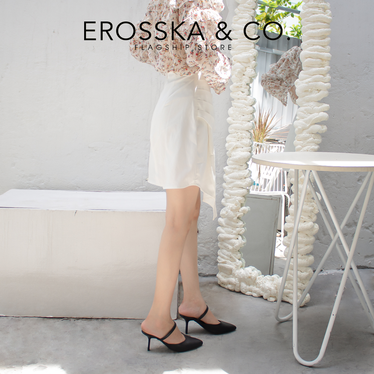 Dép sục cao gót thời trang Erosska quai mảnh phong cách Hàn Quốc cao 8cm EM073