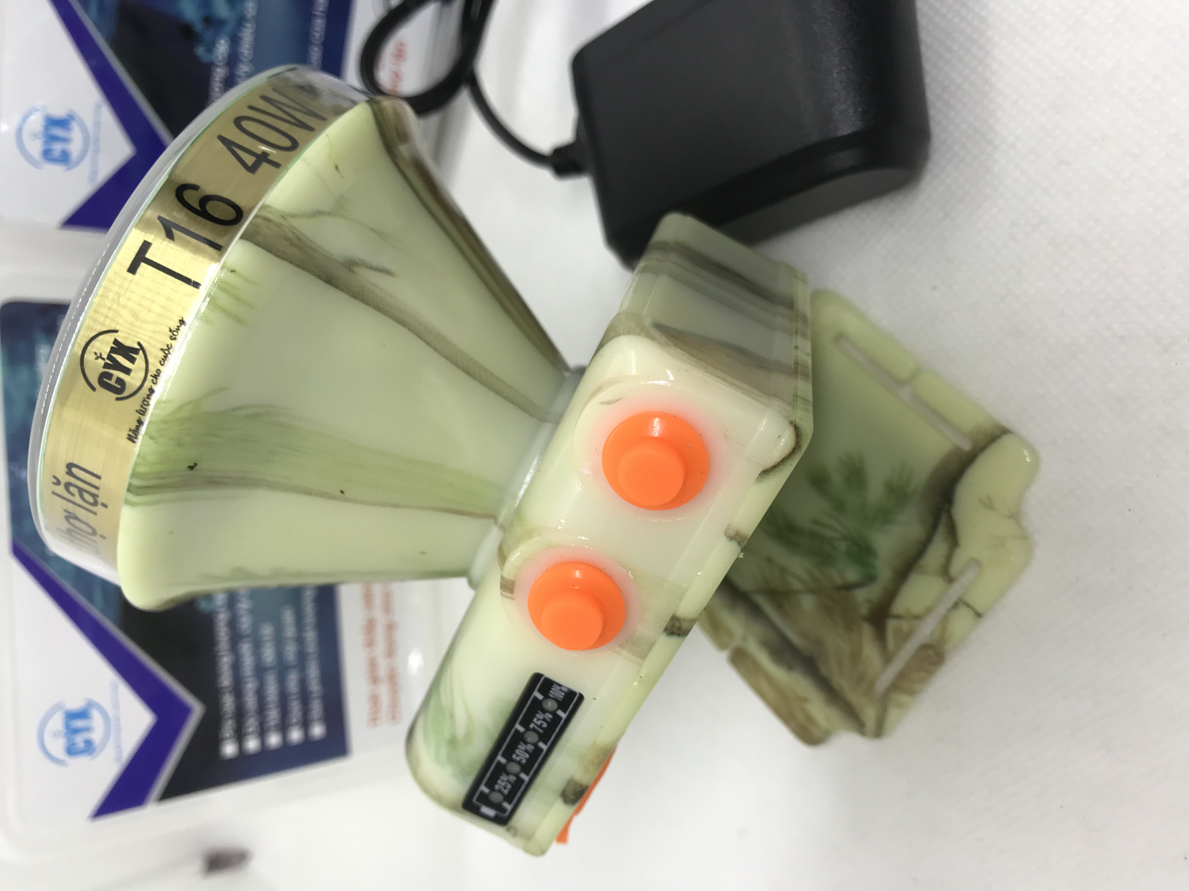 Đèn Pin Đội Đầu Lặn Nước Siêu Sáng T16 chức năng hiện thị dung lượng Pin, 2 nút điều chỉnh, 3 chế độ sáng