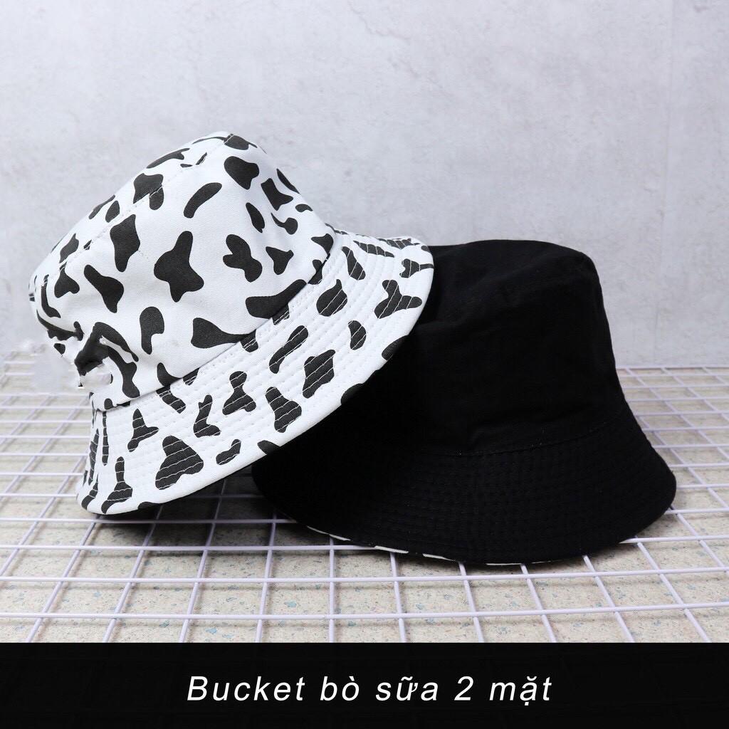 Mũ bucket bò sữa ️ Nón vành tròn hoạ tiết trắng đen phong cách Ulzzang form unisex nam nữ